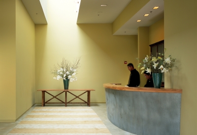 Entrance lobby and reception at Hotel Healdsburg in Healdsburg, Ca.