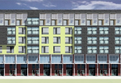 Exterior rendering of the elevation for Metro Lofts.