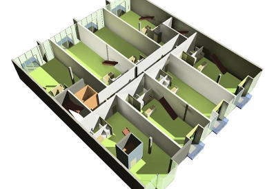 3D model of 6 unit floor plans for 370 Townsend Street.
