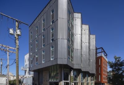 Exterior view of A2 Apartments in Baltimore, Maryland.