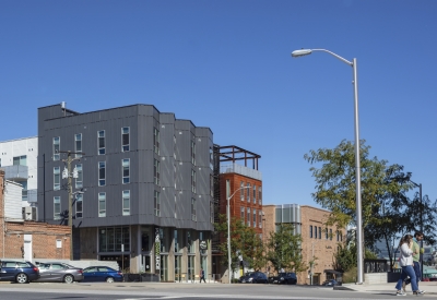 Exterior view of A2 Apartments in Baltimore, Maryland.