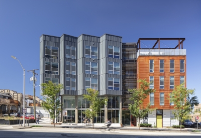 Exterior view of A2 Apartments in Baltimore, Maryland.