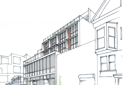 Sketch of exterior view of OME in San Francisco, CA.