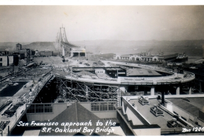 View of the bay bridge under construction from the Clock Tower Lofts in San Francisco.