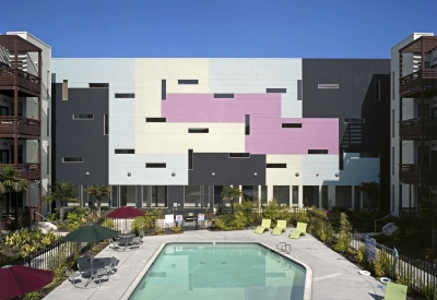 View of the pool at Paseo Senter in San Jose, California.