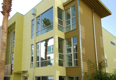 Exterior view of one of the townhouses at Blue Star Corner in Emeryville, Ca.