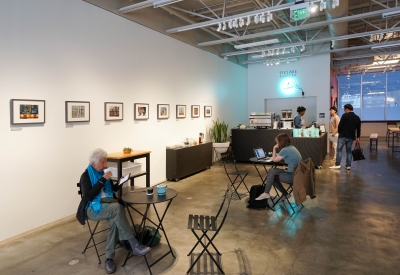 Interior of SPUR Urban Center Galleries / St. Clare Coffee in San Francisco.