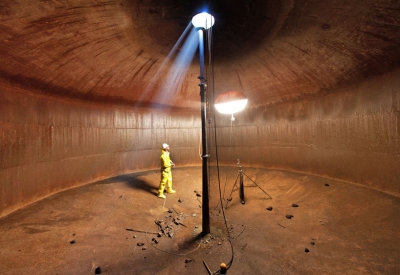 Inside a cistern underneath the city of San Francisco. 