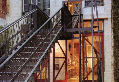 Courtyard outside of the David Baker Architects Office in the Clocktower Lofts in San Francisco.