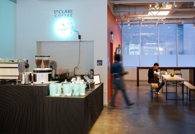 Interior of SPUR Urban Center Galleries / St. Clare Coffee in San Francisco.