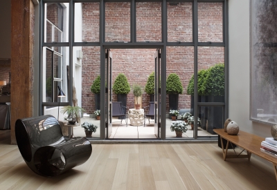 Loft interior looking out to the courtyard at 355 Bryant Lofts in San Francisco.