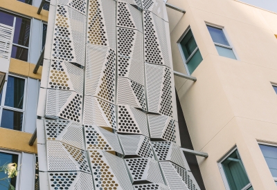 Detail of the entry screen at Bayview Hill Gardens in San Francisco, Ca.