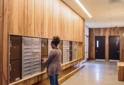 Resident mailboxes inside Bayview Hill Gardens in San Francisco, Ca.