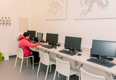 Computer lab inside Bayview Hill Gardens in San Francisco, Ca.