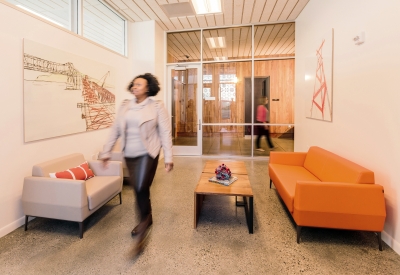 Social services office inside Bayview Hill Gardens in San Francisco, Ca.