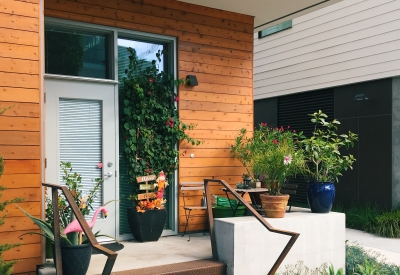 Ground level residential stoops at Five88 in San Francisco.