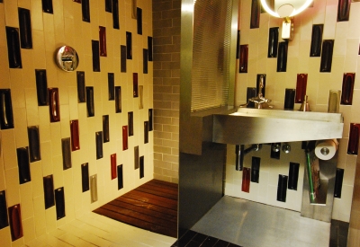 Bathroom inside David Baker Architects Office in San Francisco.