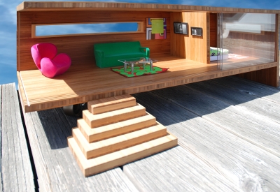 Side view of Modularean Eco House, with the "living room".