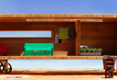 Elevation view of the Modularean Eco House.