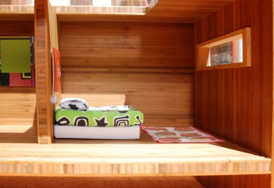 Inside view of the "bedroom" of the Modularean Eco House.