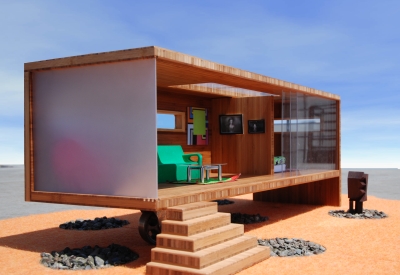 Side view of Modularean Eco House.