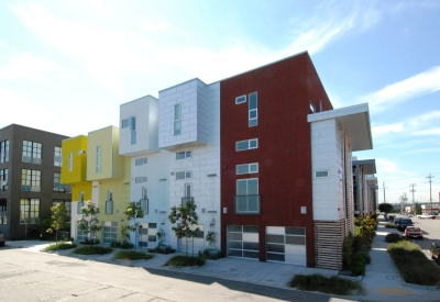 View of townhouses at Blue Star Corner in Emeryville, Ca.