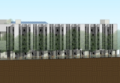 Exterior rendering of Rincon Green elevation in San Francisco.