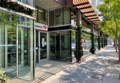 Fourth street view of retail at Five88 in San Francisco.