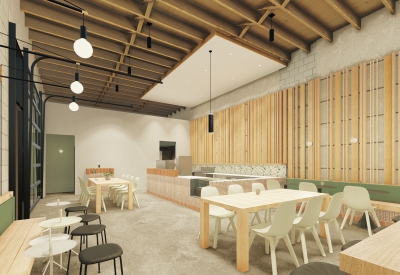 Interior rendering of the Bandsaw Building in Birmingham, AL.