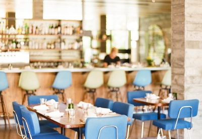 Interior of Spoonbar insde h2hotel in Healdsburg, Ca.