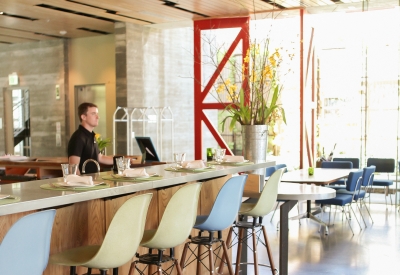 Reception and bar at Spoonbar restaurant and bar inside h2hotel in Healdsburg, Ca.