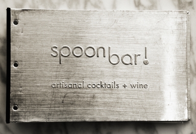 Signage for Spoonbar restaurant and bar inside h2hotel in Healdsburg, Ca.