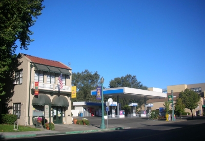 Gas Station on the site of h2hotel in Healdsburg, Ca before construction.