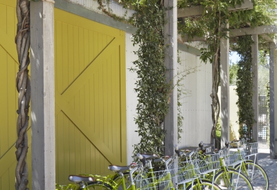 Public guest bikes at Hotel Healdsburg in Healdsburg, Ca.