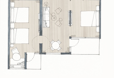 Suite plan for Harmon Guest House in Healdsburg, Ca 