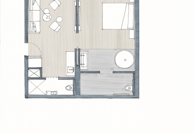 Suite plan for Harmon Guest House in Healdsburg, Ca 