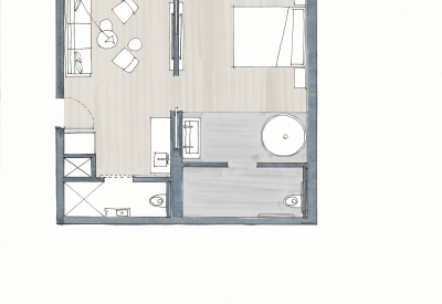 Suite plan for Harmon Guest House in Healdsburg, Ca 