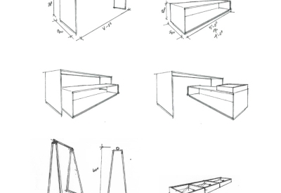 Diagram for the custom fixtures at Huckleberry Bicycles in San Francisco.