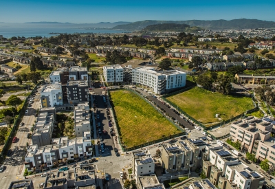 Aerial view of 901 Fairfax Avenue in San Francisco, CA.