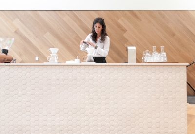 Interior coffee bar at Saint Frank Coffee in San Francisco.