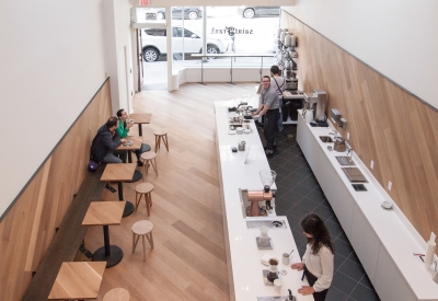 Interior of Saint Frank Coffee in San Francisco.