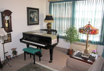 Living room inside a unit att Mabuhay Court in San Jose, Ca.