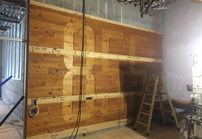855 entry signage during construction of 855 Brannan in San Francisco.