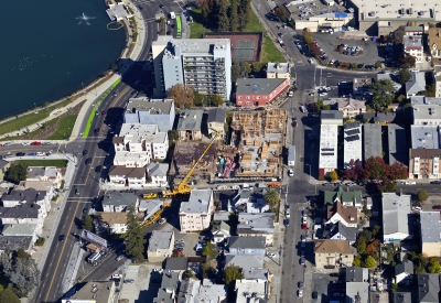 Aerial view of construction at Lakeside Senior Housing in Oakland, Ca.