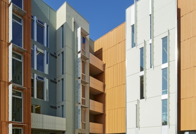 View of the courtyard in Lakeside Senior Housing in Oakland, Ca