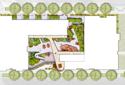 Landscape site plan of Pacific Pointe Apartments in San Francisco, CA