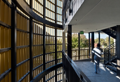 Open air-stair detail at La Valentina Station in Sacramento, Ca.