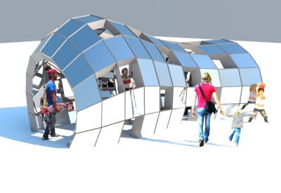 Rendering of DBA's installation, PeepSHOW 2.0, for the Market Street Prototyping Festival in San Francisco.