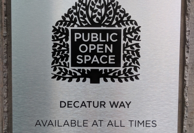 Dectaur Way Public Open Space Signage at 855 Brannan in San Francisco.