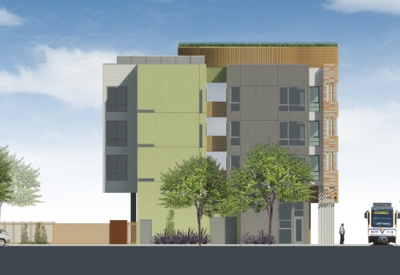 North elevation rendering of La Valentina Station in Sacramento, Ca.